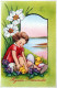 PÂQUES ENFANTS ŒUF Vintage Carte Postale CPA #PKE360.FR - Easter