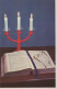 Bonne Année Noël BOUGIE LA BIBLE Vintage Carte Postale CPSMPF #PKD657.FR - Nouvel An