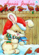 Buon Anno Natale CONIGLIO Vintage Cartolina CPSM #PAV069.IT - New Year