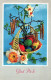 OSTERN FLOWERS EI Vintage Ansichtskarte Postkarte CPA #PKE172.DE - Pasqua