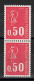 Numéro Rouge - Gomme Tropicale - YV 1664e Tenant à Normal , N** MNH Luxe , Numéro 990 , Cote 25+ Euros - Unused Stamps