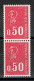 Numéro Rouge - Gomme Tropicale - YV 1664e Tenant à Normal , N** MNH Luxe , Numéro 000 , Cote 25+ Euros - Unused Stamps