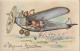 GU Nw - " BONNE ANNEE " - ENFANTS DISPERSANT DES FLEURS - AVION AVEC DORURE - ILLUSTRATEUR - 2 SCANS - Neujahr