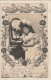 GU Nw - FILLETTE DEVANT COIFFEUSE - DECOR FLORAL ART NOUVEAU - 2 SCANS - Portretten