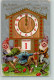 13169005 - Praegedruck Lithographie Uhr Happy New Year  Neujahr AK - Fairy Tales, Popular Stories & Legends
