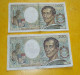 BILLET EN LOT DE 2  DE 200 FRANCS MONTESQUIEU DE 1981 SERIE F.003 ET 1982 N.011,  ETAT VOIR PHOTOS . POUR TOUT RENSEIGNE - 200 F 1981-1994 ''Montesquieu''