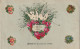 HO 23 - CARTE FANTAISIE  " BONNE ET HEUREUSE ANNEE " -  AJOUT DE CHROMOS DE ROSES ET GRAMINEES - COUPLE DE COLOMBES - New Year