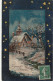 HO 27 -  CARTE  GAUFREE FANTAISIE  " JOYEUX NOEL " - PAYSAGE ENNEIGE  SOUS UNE NUIT ETOILEE  2 SCANS - Autres & Non Classés