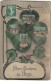 JA 4 - (75) PORTE BONHEUR DE PARIS - CARTE FANTAISIE MULTIVUES  COULEURS  - TREFLE ET FRISE ART NOUVEAU- 2 SCANS - Sonstige Sehenswürdigkeiten