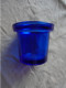 Vintage - Petit Pot En Verre Bleu - Glas & Kristal