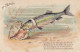 LE 6- 1er AVRIL -" CERTES , JE NE SUIS PAS UN MERLE ..." -  POISSON AVEC LUNETTES ET FAUX COL- CARTE FANTAISIE - 2 SCANS - 1° Aprile (pesce Di Aprile)