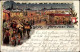 Passepartout Lithographie Hamburg, Weihnachtsmarkt, Belebte Szene, Stände, Beleuchtung, Dom, Blason - Autres & Non Classés