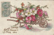 HO Nw (3) " PETITES FLEURS PARLEZ POUR MOI " - CARTE FANTAISIE GAUFREE - BROUETTE DE FLEURS -2 SCANS - Altri & Non Classificati