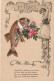 HO Nw (7) " 1er AVRIL " - CARTE FANTAISIE GAUFREE - POISSON HUMANISE AVEC BOUQUET DE FLEURS  - 2 SCANS - April Fool's Day