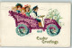 10684606 - Veilchen Und Vergissmeinnicht Geschmueckter Oldtimer Maigloeckchen Matrosenanzug Lithographie - Easter