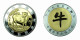 China Medal Zodiac Cow Proof 40mm Silver & Gold Plated 02140 - Altri & Non Classificati