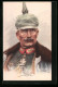 Künstler-AK Portrait Kaiser Wilhelm II. Mit Pickelhelm  - Königshäuser