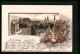 Passepartout-Lithographie Stuttgart, Altes Schloss Mit Schlossplatz, Wappen  - Other & Unclassified