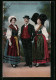 AK Mann Und Eine Frau In Elsässischer Und Eine Frau In Lothringischer Tracht  - Costumes
