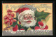 Präge-AK Weihnachtsmann Mit Stechpalmenzweig  - Santa Claus