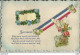 SOUVENIR AVEC DECOUPIS ET DRAPEAU FRANCAIS COLLES SUR LA CARTE - Other & Unclassified