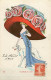 CPA Aquarellée Femme Lady  Et Le Chien . Chapeau Immense La Mode En 1910 - Autres & Non Classés
