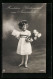 Foto-AK NPG Nr.12855 /5: Mädchen Im Weissen Kleid Mit Uniformmütze Und Blumen  - Photographs