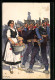 Künstler-AK Carl Moos: Frau Schenkt Soldaten Äpfel, Grenzbesetzung 1914  - Autres & Non Classés