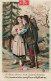 COUPLES - Soldat Français - Jeune Femme De Deutschland - Bouquet De Fleurs - Baiser - Carte Postale Ancienne - Koppels