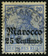 DP IN MAROKKO 37b O, 1907, 25 C. Auf 20 Pf. Lebhaftviolettultramarin, Mit Wz., Mit Seltenem Stempel MARRAKESCH (CC) A, K - Marruecos (oficinas)