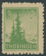 THÜRINGEN 94AYbz2 **, 1945, 5 Pf. Dkl`smaragdgrün, Spargummierung, Dickes Papier, Fallende Papierstreifung, Pracht, RRR! - Other & Unclassified