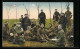 AK Gefangene Russen Im Freien Bei Der Speisung  - Weltkrieg 1914-18