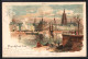 Lithographie Frankfurt A. M., Panorama, Flusspartie Mit Dampfer Und Brücke  - Frankfurt A. Main