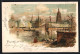 Lithographie Frankfurt A. M., Panorama, Flusspartie Mit Dampfer Und Brücke  - Frankfurt A. Main