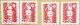 Lot 4 Timbres Roulette Briat, 2719a, Marianne, Bicentenaire, 2,50F - Rollo De Sellos