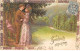 Fantaisie - N°91169 - Souhaits Sincères - Un Couple Sous Un Arbre - Carte Gaufrée - Autres & Non Classés