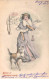 Fantaisie - N°91156 - Bonne Et Heureuse Année ! - Jeune Femme Se Promenant Avec Un Chien - Frauen