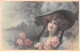 Illustrateur - N°91742 - Wichera - Portrait D'une Jeune Femme Portant Un Grand Chapeau Entourée De Roses - Wichera