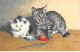 Animaux - N°91235 - Chat - Deux Chats Près De Leurs Bols - Gatos