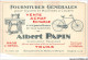 CAR-AAHP3-37-0185 - TOURS - Albert Papin - Fournitures Generales Pour Cycles Et Machine A Coudre - Publicite - Tours