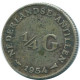 1/4 GULDEN 1954 ANTILLES NÉERLANDAISES ARGENT Colonial Pièce #NL10891.4.F.A - Antilles Néerlandaises