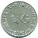 1/4 GULDEN 1963 NIEDERLÄNDISCHE ANTILLEN SILBER Koloniale Münze #NL11189.4.D.A - Netherlands Antilles