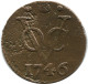 1746 UTRECHT VOC Duit NIEDERLANDE OSTINDIEN NY COLONIAL PENNY #VOC1328.12.D.A - Indes Néerlandaises