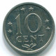 10 CENTS 1971 ANTILLAS NEERLANDESAS Nickel Colonial Moneda #S13409.E.A - Niederländische Antillen