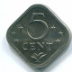 5 CENTS 1980 NIEDERLÄNDISCHE ANTILLEN Nickel Koloniale Münze #S12333.D.A - Niederländische Antillen