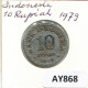 10 RUPIAH 1979 INDONESIA Coin #AY868.U.A - Indonesia