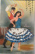 NE 24 - BAILES ANDALUCES - DANSES ANDALOUSES  - CARTE FANTAISIE BRODEE - COUPLE  DE DANSEURS - ILLUSTRATEUR  - 2 SCANS  - Dans