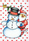 WEIHNACHTSMANN SANTA CLAUS Neujahr Weihnachten SCHNEEMANN Vintage Ansichtskarte Postkarte CPSM #PAU385.A - Santa Claus