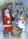 PÈRE NOËL Bonne Année Noël BONHOMME DE NEIGE Vintage Carte Postale CPSM #PAU384.A - Santa Claus