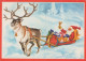 PÈRE NOËL Animaux NOËL Fêtes Voeux Vintage Carte Postale CPSM #PAK943.A - Santa Claus